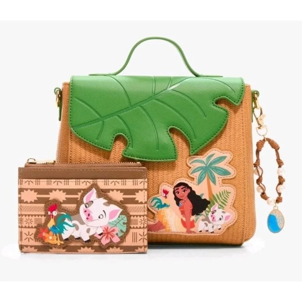 Her Universe Disney‎ Moana & Pua Rattan Leaf Crossbody Bag Charm Heart & Wallet